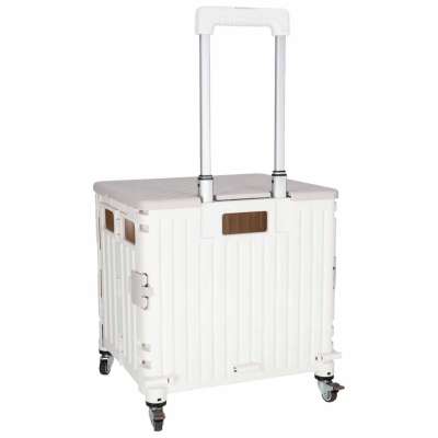 LUARO shopping transport cart folding 4 wheels lid white
