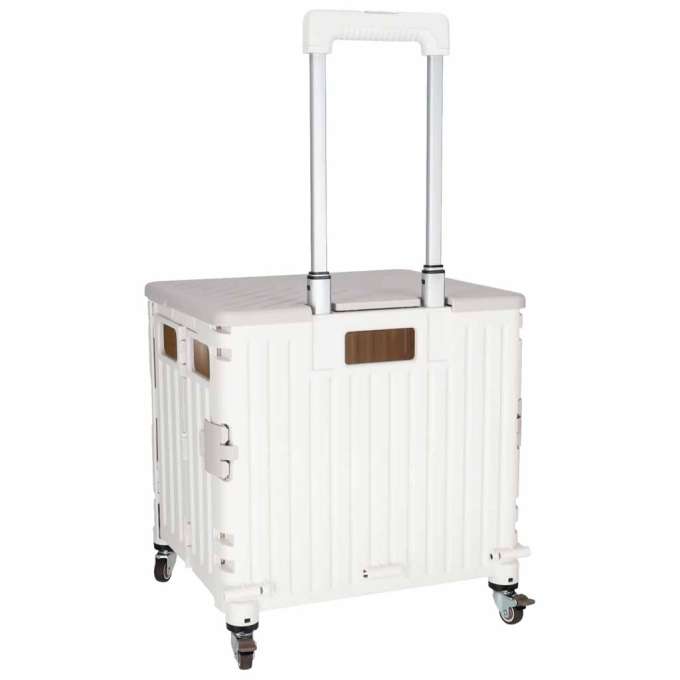 LUARO shopping transport cart folding 4 wheels lid white