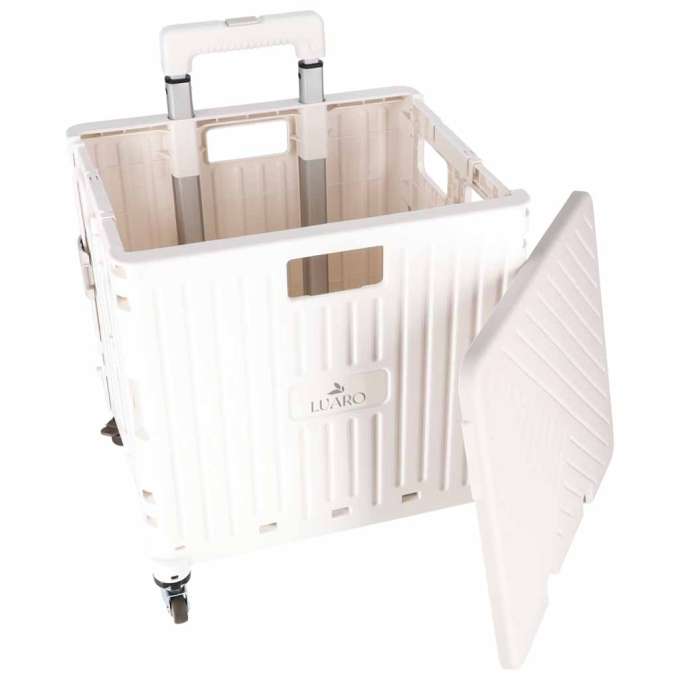 LUARO shopping transport cart folding 4 wheels lid white