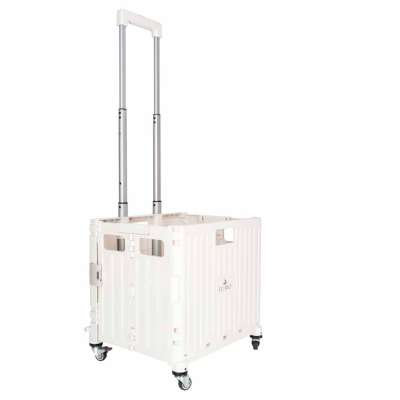 LUARO shopping transport cart folding 4 wheels lid white