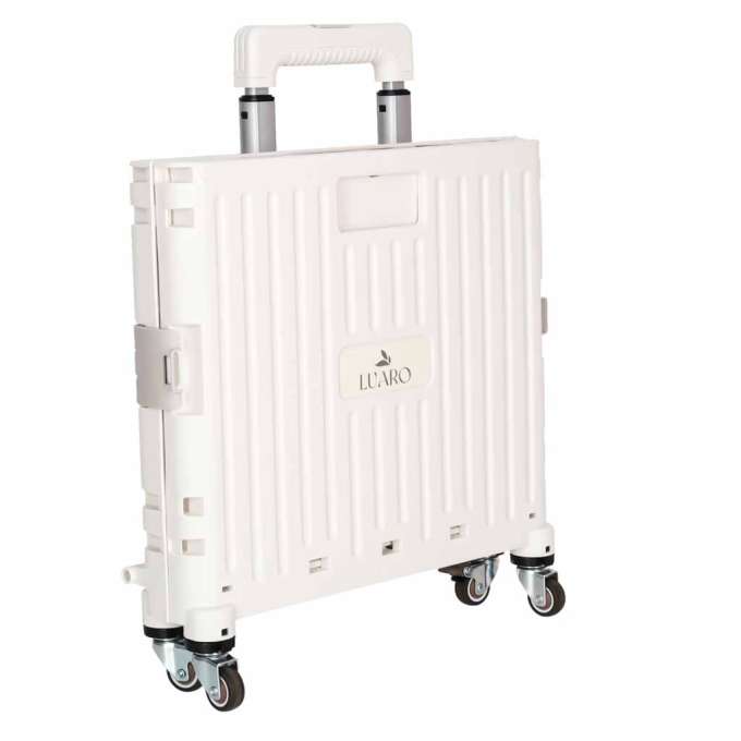 LUARO shopping transport cart folding 4 wheels lid white