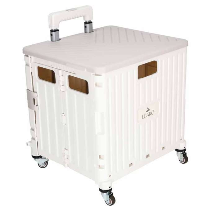 LUARO shopping transport cart folding 4 wheels lid white