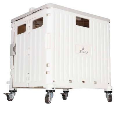 LUARO shopping transport cart folding 4 wheels lid white