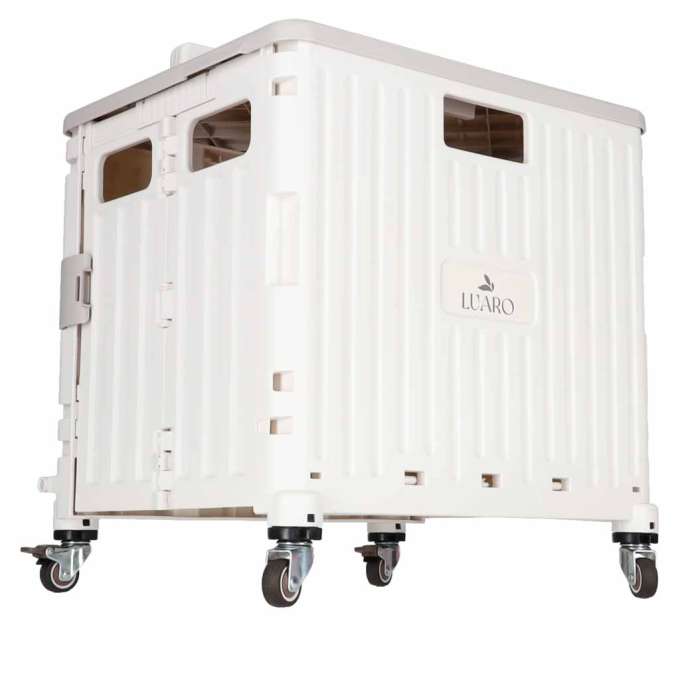 LUARO shopping transport cart folding 4 wheels lid white