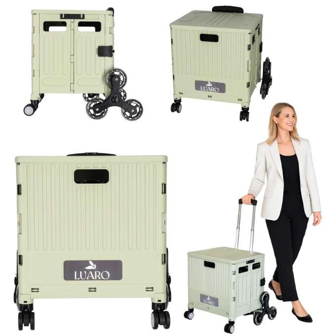 LUARO shopping transport cart folding 8 wheels lid