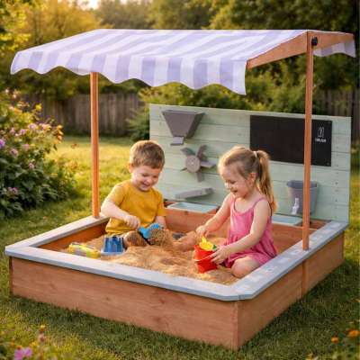 LULILO Sablo wooden sandbox with 360° 120cm rotating canopy