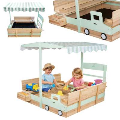 LULILO Vendo wooden sandbox 360° rotating canopy lockable bench 120cm