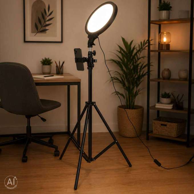 Lampa pierścieniowa do selfie LED na statywie