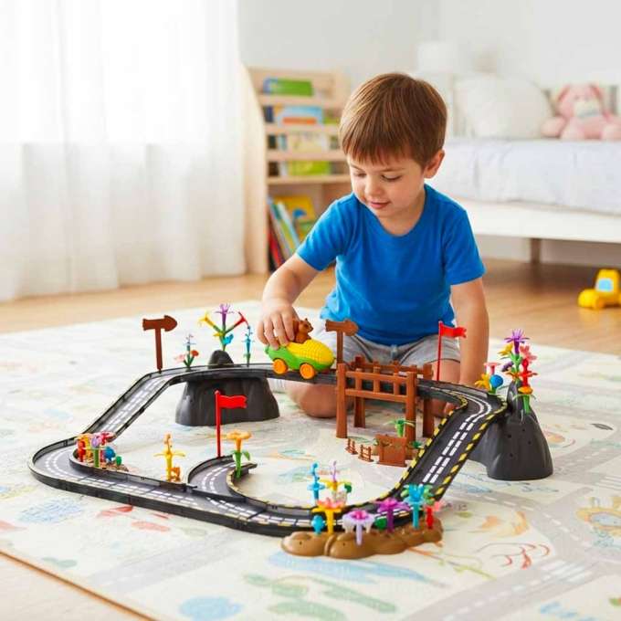 Luminous magnetic car race track 1 vehicle 153 elements