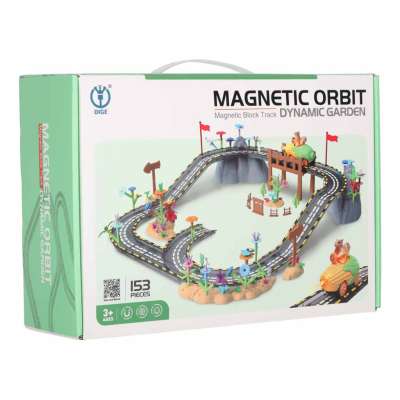 Luminous magnetic car race track 1 vehicle 153 elements