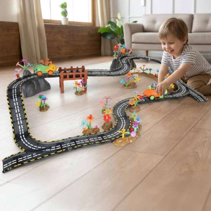 Luminous magnetic car race track 2 vehicles 310 elements