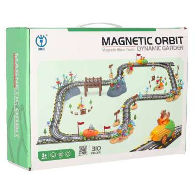 Luminous magnetic car race track 2 vehicles 310 elements
