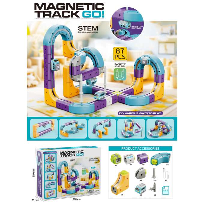 Magnetic Building Blocks 87-Piece Race Track Set