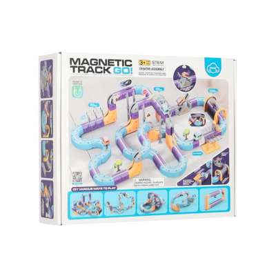 Magnetic Building Blocks Race Track Set with 127 Pieces