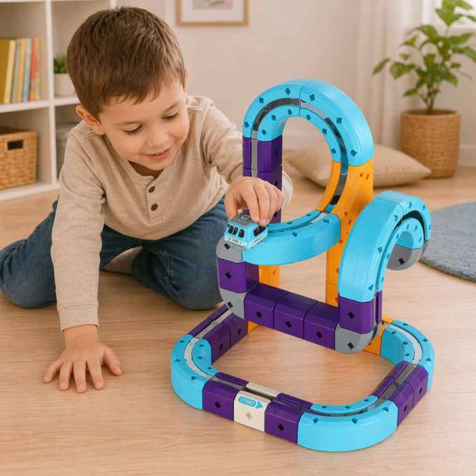Magnetic Building Blocks Race Track Set with 54 Pieces