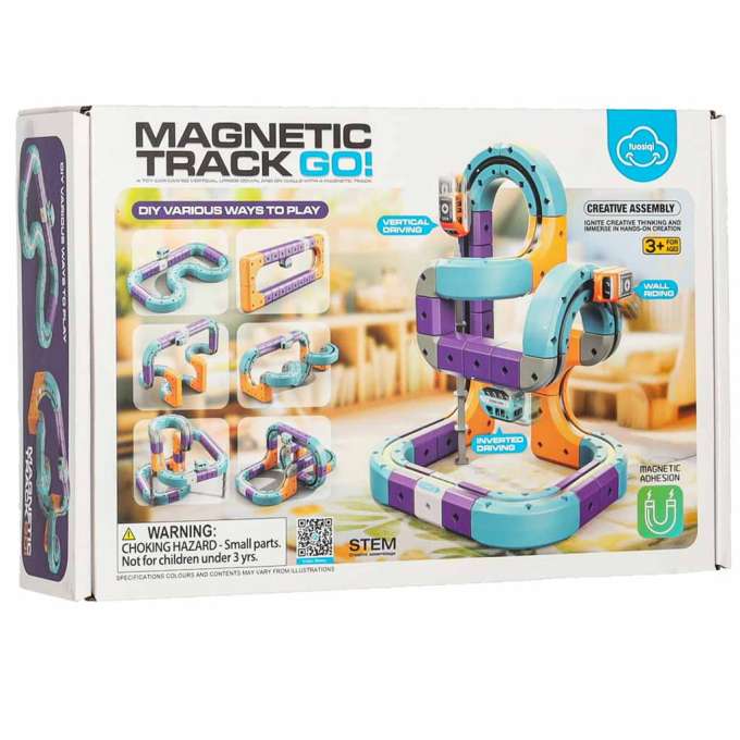 Magnetic Building Blocks Race Track Set with 54 Pieces