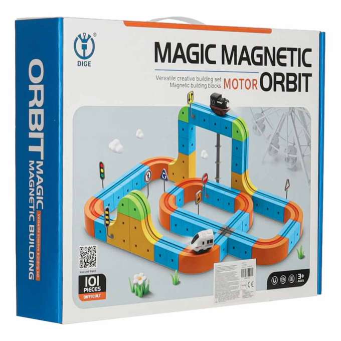 Magnetic Building Blocks Race Track and Trains Set 101 Pieces