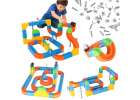 Magnetic Building Blocks Race Track and Trains Set 140 Pieces 1
