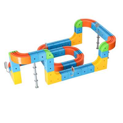 Magnetic Building Blocks Race Track and Trains Set 140 Pieces