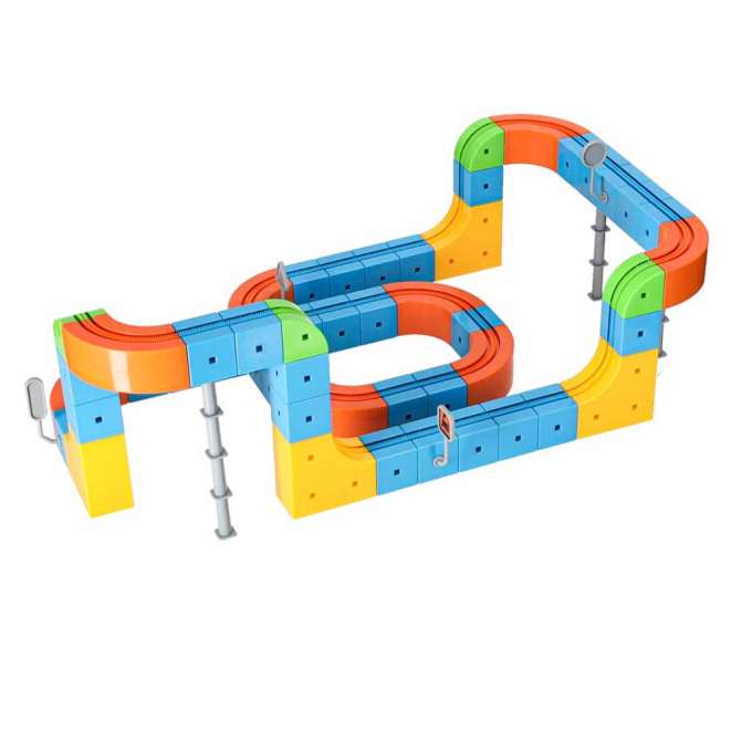 Magnetic Building Blocks Race Track and Trains Set 140 Pieces