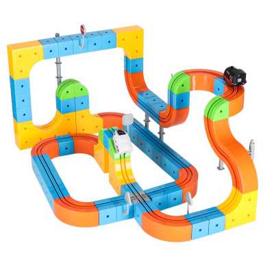 Magnetic Building Blocks Race Track and Trains Set 140 Pieces