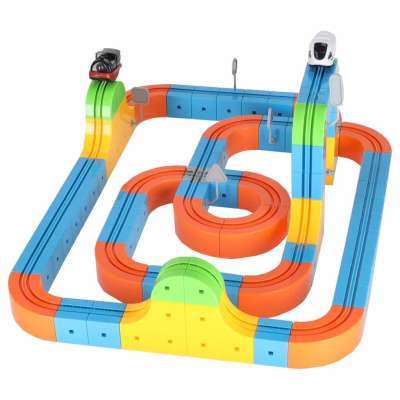 Magnetic Building Blocks Race Track and Trains Set 140 Pieces