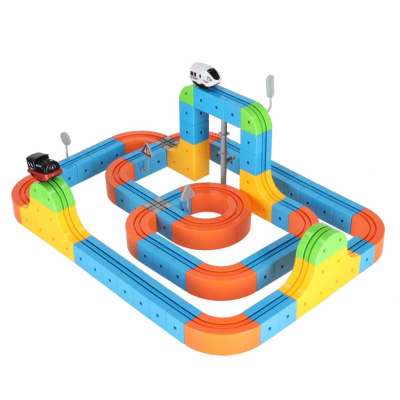 Magnetic Building Blocks Race Track and Trains Set 140 Pieces