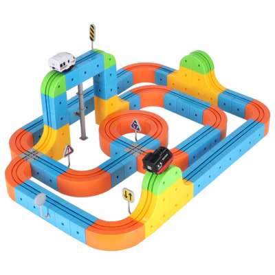 Magnetic Building Blocks Race Track and Trains Set 140 Pieces