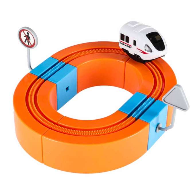 Magnetic Building Blocks Race Track and Trains Set 65 Pieces
