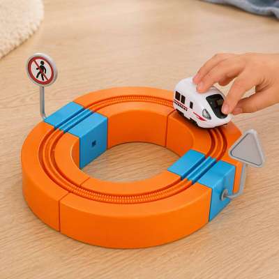 Magnetic Building Blocks Race Track and Trains Set 65 Pieces