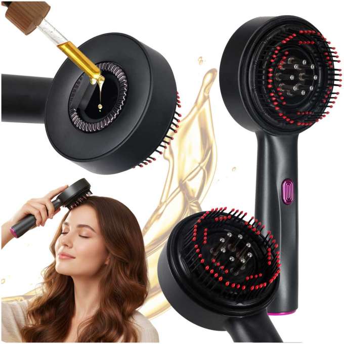 Massage brush scalp massager oil applicator USB black