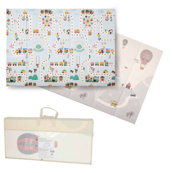 Mata edukacyjna piankowa dwustronna składana 150x200cm balony ulica
