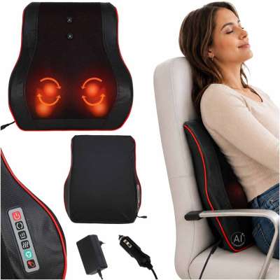 Neck and back massage pillow with remote control and heating function