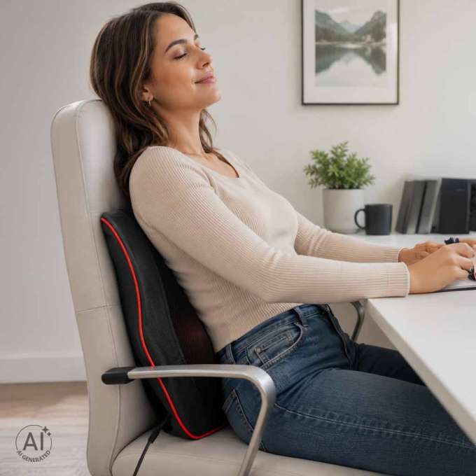 Neck and back massage pillow with remote control and heating function
