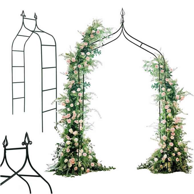 Pergola ogrodowa LUARO metalowa łuk z grotami na róże kwiaty pnącza 265 cm