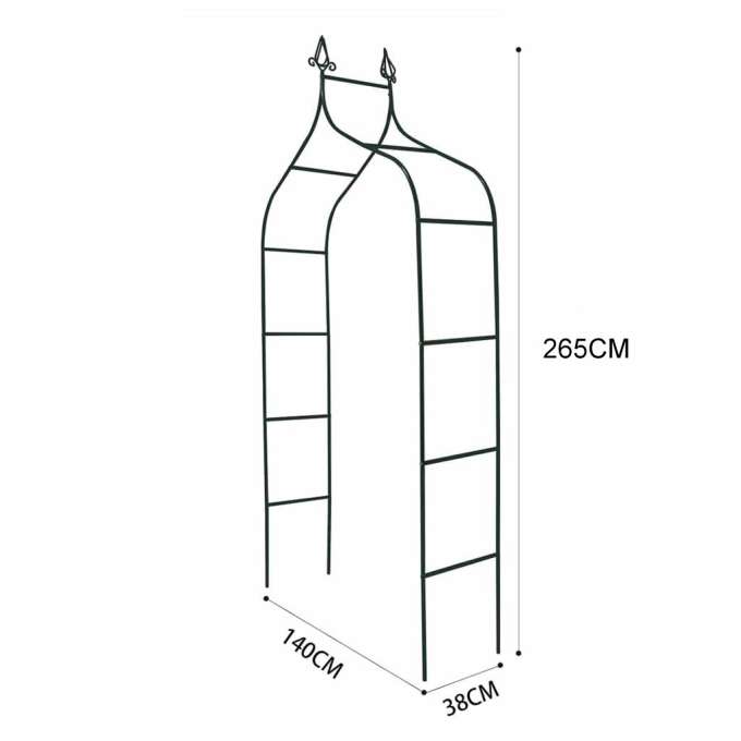Pergola ogrodowa LUARO metalowa łuk z grotami na róże kwiaty pnącza 265 cm