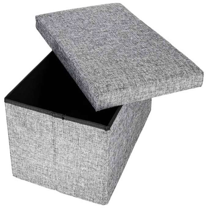 Pufa ze schowkiem do siedzenia otwierana składana 50x31x31cm szara