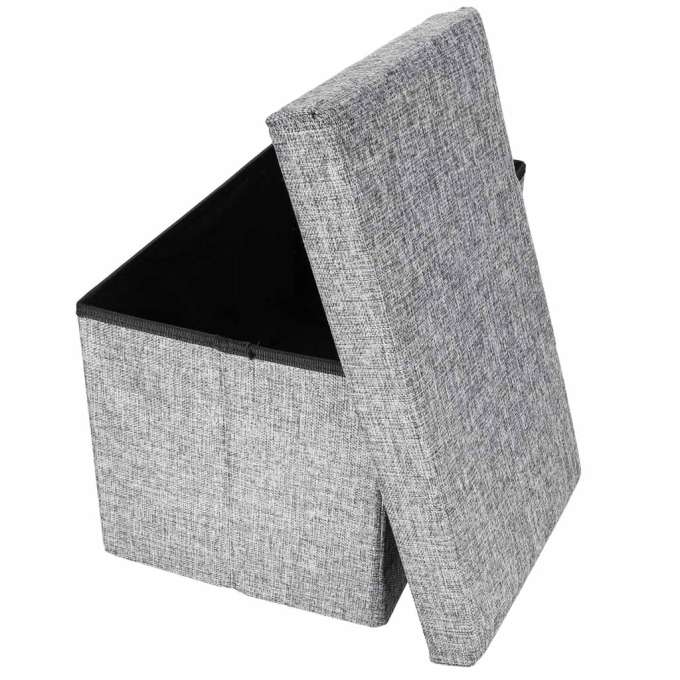 Pufa ze schowkiem do siedzenia otwierana składana 50x31x31cm szara