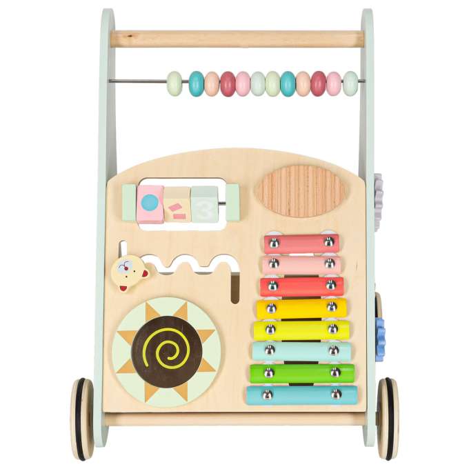 Push toy for children wooden walker with abacus blue