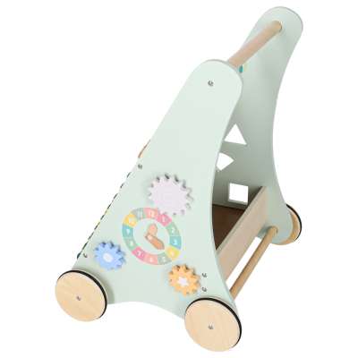 Push toy for children wooden walker with abacus blue