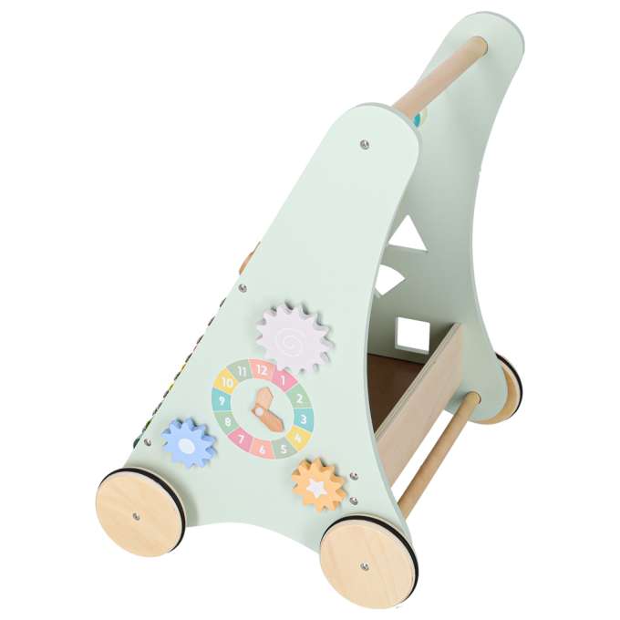 Push toy for children wooden walker with abacus blue