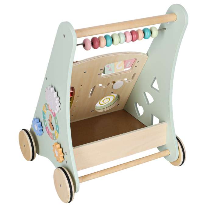 Push toy for children wooden walker with abacus blue