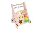Push toy for children wooden walker with abacus pink 2