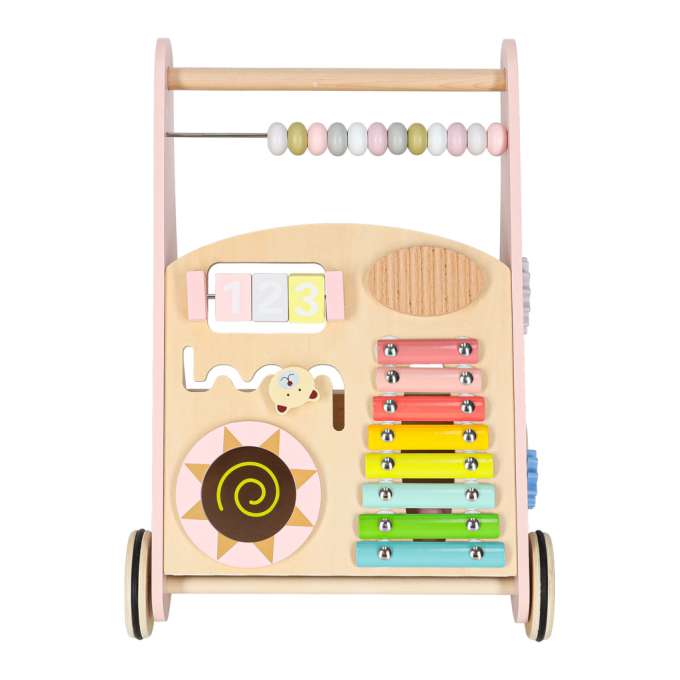 Push toy for children wooden walker with abacus pink