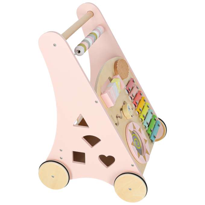 Push toy for children wooden walker with abacus pink