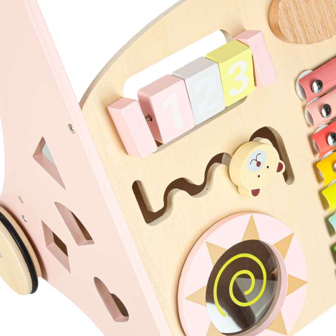 Push toy for children wooden walker with abacus pink
