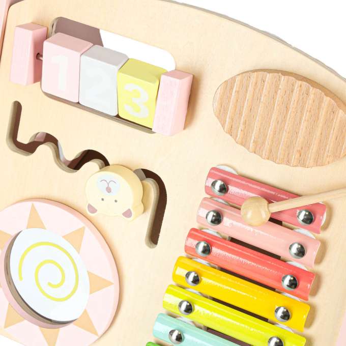 Push toy for children wooden walker with abacus pink