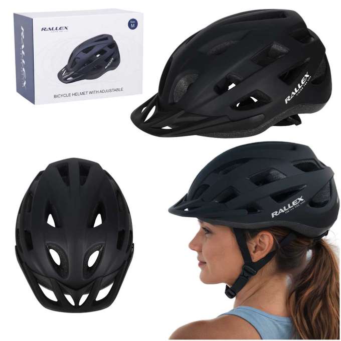 RALLEX Women's bicycle helmet men's adjustable black M 54-58cm