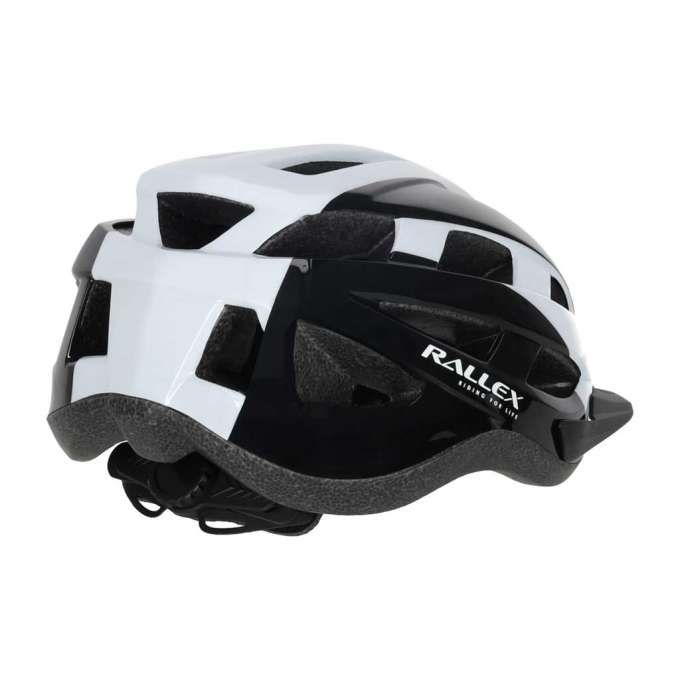 RALLEX Women's bicycle helmet men's adjustable black and white L 58-62cm