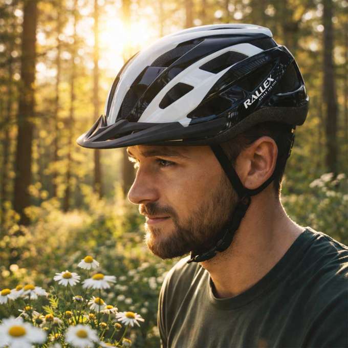 RALLEX Women's bicycle helmet men's adjustable black and white L 58-62cm